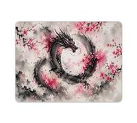 Tampone per Mouse Dragon Circling The Moon Among Flower Tappetini Mouse | Ufficio 25x30cm Personalizzato Gaming Mousepad Bordi Cuciti Tappetino per Mouse Computer Casa