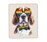Tampone per Mouse, Love Is Love Basset Hound Dog Rainbow LGBTQ Pride Gaming Mousepad Base in Gomma Tappetino da Gaming Confortevole Tappetino Mouse Pad per Gamers Ufficio 25X30Cm