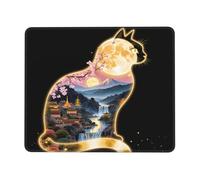 Tampone per Mouse Luminous Moon Cat with Asian Landscape Art Zen Tappetino