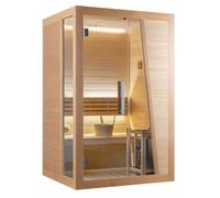 Tampone per sauna finlandese per 2 persone, forno per sauna, con secchio per sauna e creatore, termometro e clessidra, dimensioni: 125 x 110 x 195 cm