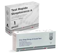 Tampone Streptococco 1 pezzi - Test rapido Strep A faringeo - Risultati | Bustina sigillata · Provetta estrazione · Reagenti A e B · Lettura due linee · Uso domestico · CE 0123