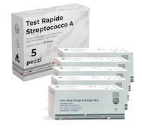 Tampone Streptococco 5 pezzi - Test rapido Strep A faringeo - Risultati | Cassetta di lettura · Procedura one step · Uso domestico · Monouso · Bustina essiccante inclusa · CE