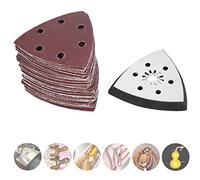 Tamponi abrasivi triangolari da 61 pezzi, carta vetrata a 6 fori da 90 mm adatti a 3 1/2 pollici Dischi abrasivi triangolari in carta vetrata oscillante multiutensile