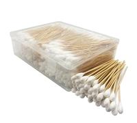 Tamponi di cotone lunghi 15,2 cm, 400 pezzi, in scatola portaoggetti, bastoncini di bambù e applicatori con punta altamente assorbente per la cura degli animali domestici