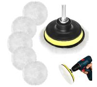 Tamponi Lucidatura Lana, Lucidatura Pad Lana, Kit Lucidare Auto con M10 Adattatore Trapano per Auto Bellezza Pulizia Lucidare Ceretta (80mm, 7PCS)