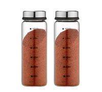 TAMUME 2pcs Agitatori per Spezie, Sale e Pepe in Vetro con Misure, Regolabili con Fori di Diverse Dimensioni per Condimenti (300ml*2)