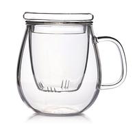 TAMUME 500ml Tazza da Tè in Vetro da con Filtro di Vetro e Coperchio Tè in Vetro per Un Set