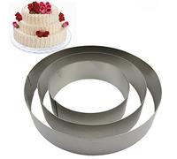 TAMUME Acciaio Inossidabile Anelli per Torte per Muffa di Torta Mousse Ring Mold Ideale per Set di Muffa Torta di Matrimonio e Stampo di Dessert - Set di 3 (Cerchio)
