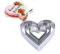 TAMUME Acciaio Inossidabile Anelli per Torte per Muffa di Torta Mousse Ring Mold Ideale per Set di Muffa Torta di Matrimonio e Stampo di Dessert - Set di 3 (Cuore)
