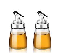 TAMUME Confezione da 2 Pezzi di 160ml Bottiglia di Olio Vetro con Misurazione Segni e Dispenser per Aceto con Drizzlers per Cucina(160ML 2pcs)
