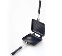 TAMUME Piastra Antiaderente per Tostapane con Superficie Rigata e Manico Robusto, Macchina per Toast, Adatta per l'Uso Sul Fornello