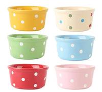 TAMUME Set di 6 Piatti in Porcellana, 200ml Teglie per Muffin e Cupcake, Ciotole in Ceramica, Ciotole per Budino con Design a Pois