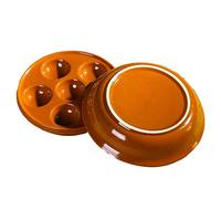TAMUME Set di Piatti per Lumache in Ceramica a 6 Fori, 2 Pezzi, Piatto per Lumache in Porcellana Rossa con Pirofila Tonda, Porcellana, Rosso