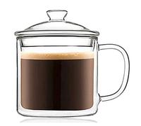 TAMUME Stile Ufficio Doppia Parete Tazza da Tè in Vetro con Filtro e Coperchio (350ml)