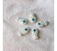 TAMUNI Perline in Porcellana Con Pesciolini, 17 * 9MM 20 Pezzi in Ceramica Fatte a Mano per Creazione di Gioielli Braccialetti Con Pesci Distanziatrici Allentate