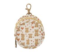 Tan giocoso orso cuore bambino ciuccio custodia con cerniera e clip cambio borsa portachiavi, piccolo sacchetto di stoccaggio oggetti