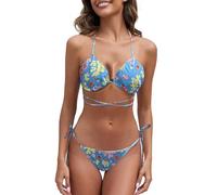 Tan Through Costumi da bagno da donna traslucido non tenero spiaggia prendere il sole senza segni del sole cinturino traspirante bikini costumi da bagno per le donne UK, Azzurro, L