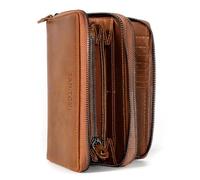 TAN.TOMI Portafoglio da Donna in Vera Pelle Grande con Protezione RFID, Doppia Cerniera e Molti Scomparti, Marrone