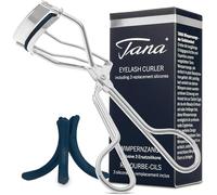 Tana Piegaciglia, 1 pezzo, con 3 cuscinetti di ricambio blu, colore argento, per tutte le forme degli occhi, ciglia perfette (pinza per ciglia argento)