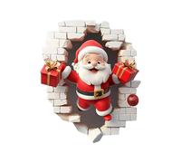 Tanakeji Adesivo da parete con Babbo Natale, effetto 3D, grandi pellicole adesive natalizie, per soggiorno, ufficio, cucina, bagno, feste, armadi, porte, servizi fotografici