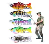 Tanakeji Esca galleggiante per la pesca dei bassi, 5 pezzi con design a pesce, esche artificiali, design a 7 sezioni, per uomini, donne, principianti, amanti della pesca, trote, pesce gatto, barca a