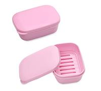 TANCANO Portasapone portatile, impermeabile, per viaggi, casa, all'aperto, campeggio, palestra, colore rosa chiaro, confezione da 2