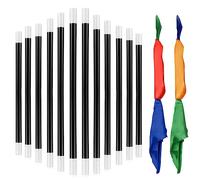 TANCUDER 12 Bacchetta Magica in Plastica Nera e Bianca Design Classico con 2 Sciarpe Magiche Colorate Bacchetta Mago per Travestimento Adulti Accessori per Mago Magico Spettacolo Feste (24.5 * 1.2cm)