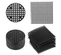 TANCUDER 120 Pz Cuscinetti a Rete per Vasi in Plastica a Due Stili Cuscinetti per Bonsai Quadrati 5 * 5cm Rontondi 4.5cm Guarnizione Foro Rete per Vasi Anticorrosivo Anti-insetto (Nero)