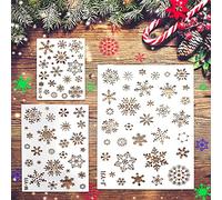 TANCUDER 3 Pezzi Stencil a Forma Fiocco di Neve Natalizi Riutilizzabili in Plastica - Modello Artigianale Fai-da-Te per Decorare Porte e Finestre