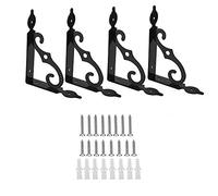 TANCUDER 4 Pcs Staffe per Mensole in Ferro Resistenti Supporti per Mensole Pesanti 14*10cm Staffe Triangolari con 16 Vite Lunga/ Corta per Scaffale per Libri Scaffale da Cucina Espositore (Nero)