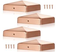 Tandefio 4 tappi per pali in rame massiccio da 10 x 10 cm, con vite, per recinzione, legno, cedro, recinzione, ponte, corridoi, cassette postali