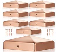 Tandefio 8 tappi per pali in rame massiccio da 10 x 10 cm, con vite, per recinzione, legno, cedro, recinzione, ponte, corridoi, cassette postali