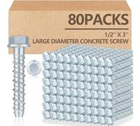 Tandefio Confezione da 80 ancoraggi per calcestruzzo zincati di grande diametro, resistenti e placcati in calcestruzzo, per muratura, mattoni, blocchi di ancoraggio, decking, inquadratura esagonale