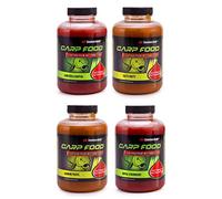 Tandem Baits Set di 4 Carp Food Attract Activator Flavor Mix Carpfishing Alimentatore per la Pesca Aroma Inenso 500ml