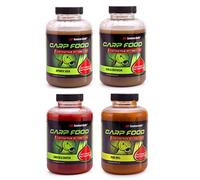 Tandem Baits Set di 4 Carp Food Attract Activator Flavor Mix Fish Carpfishing Alimentatore per la Pesca Aroma Inenso 500ml