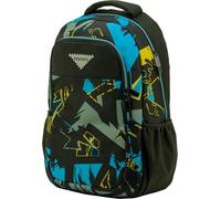 Tandem, zaino scuola con scomparto per laptop, schienale ergonomico traspirante e tasca per bottiglia, 27 l, nero blu giallo grigio