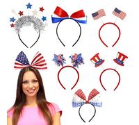 Tandillas patriottiche, dal 4 luglio, Accessori per feste, Set di 7 anelli per capelli per la parata del Memorial Indipendence Day Scelta dei veterani -