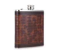 TANEAXON - Fiaschetta per Liquori da Whisky in Pelle di Coccodrillo, in Acciaio inox, 18 oz/510 ml, Marrone