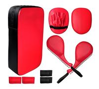 TANEMUDO Attrezzatura 9 in 1 per allenamento taekwondo, kick pad boxe, con fascia da polso nera e rossa, set di guanti da boxe per arti marziali, morbidi cuscinetti regolabili per karate, muay thai