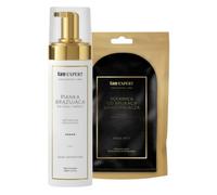 TanExpert New Definition Mousse autoabbronzante da 200 ml, set con guanto applicatore Magic Mitt per viso e corpo