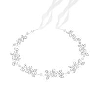 Tanfeine Cerchietto per capelli da bambina, in argento, per bambine, con perle di cristallo, per compleanno, festa, prima comunione, matrimonio