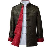 Tang Suit Mens Kung Fu Martial Suit Cappotto A Maniche Lunghe Uniformi Tradizionali Cinesi Suit Tai Chi Uniforme Cappotto Top Zen Meditazione Esercizio Vestiti, Black1, 3XL
