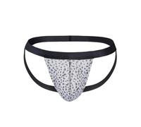 Tanga da uomo leopardato con custodia per pene, borsa G String Sissy T-Back Lingerie a vita bassa, mutandine sottili in seta di ghiaccio, traspiranti, comode, mutande erotiche, O mimetico, XL