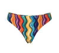 Tanga senza cuciture da donna - stampa arcobaleno a righe ondulate da donna non mostra biancheria intima bikini mutandine slip, nero, Medium