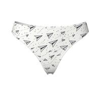 Tanga senza cuciture da donna - Vintage Paper Airplane Print Ladies No Show Underwear Bikini Mutandine Slip, nero, Large