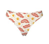 Tanga senza cuciture per le donne - Cartoon Bacon Egg Print Ladies No Show Underwear Bikini Mutandine Slip, Nero, XS
