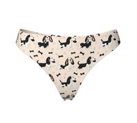 Tanga senza cuciture per le donne - Cartoon Cute Dog Print Ladies No Show Underwear Bikini Mutandine Slip, Nero, XS