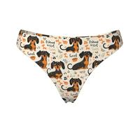 Tanga senza cuciture per le donne - Cartoon Cute Puppy Print Ladies No Show Underwear Bikini Mutandine Slip, nero, X-Small