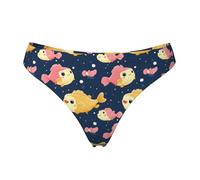 Tanga senza cuciture per le donne - Cartoon Fish Cute Print Ladies No Show Biancheria Intima Bikini Mutandine Slip, Nero, M