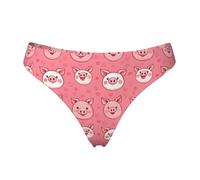 Tanga senza cuciture per le donne - Cartoon Pig Heart Print Ladies No Show Underwear Bikini Mutandine Slip, Nero, M